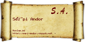 Sápi Andor névjegykártya